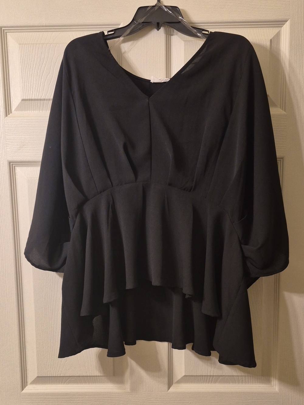 ANDREE BY UNIT Black Layered Peplum Tunic Top